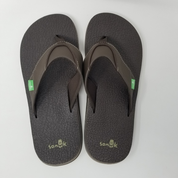 Sanuk Beer Cozy Flip Flop Mens Thong Sandals Brown - Picture 2 of 5